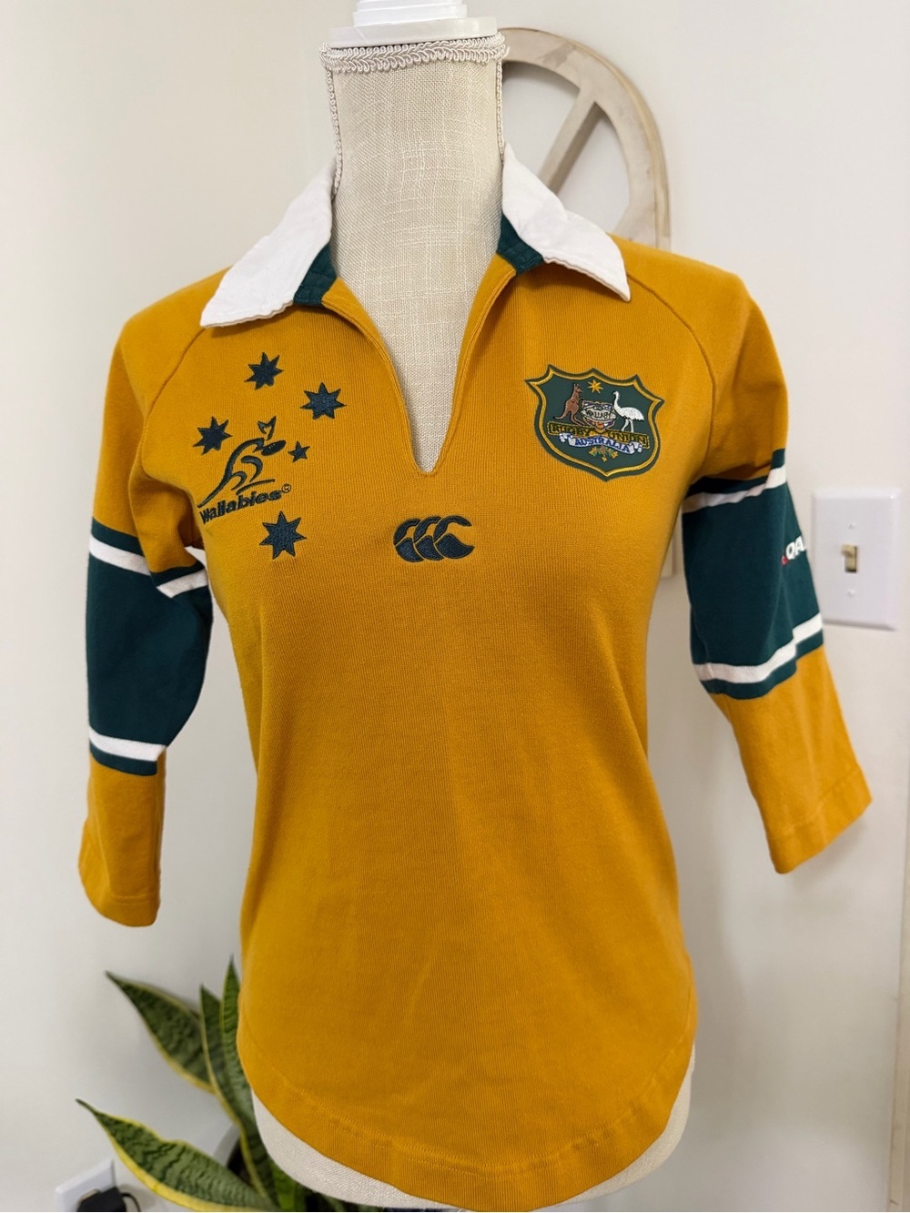 Vintage Australia Rugby Wallabies Quarter Sleeve Shirt Youth Size 8 - Picture 2 of 15